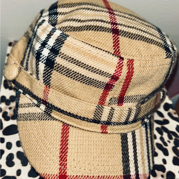 Tan and Red Plaid Hat with Casual Style - Picture 9 of 12